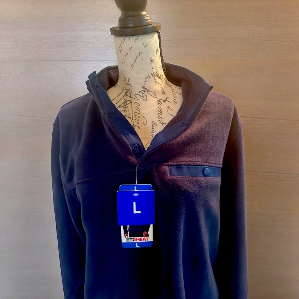 NWT 32 Degrees Heat Blue pullover fleece Large